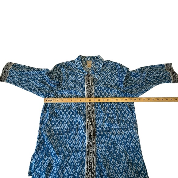 Sigrid Olsen Sport Blue Floral Button Down Shirt Contrast Trim Lightweight M - Picture 8 of 14